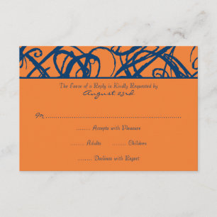 Blauw en Oranje Sketchy Lijst Wedding RSVP Kaartje