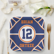 Blauw en Oranje Sport Thema Papieren Bord