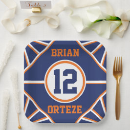 Blauw en Oranje Sport Thema Papieren Bord
