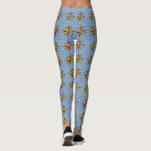 Blauw en oranje stamprint 3 leggings (Achterkant)