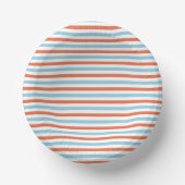 Blauw en Oranje Stripe Patroon Papieren Kommen (Voorkant)