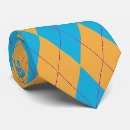 Blauw en Oranje Stropdas (Opgerold)