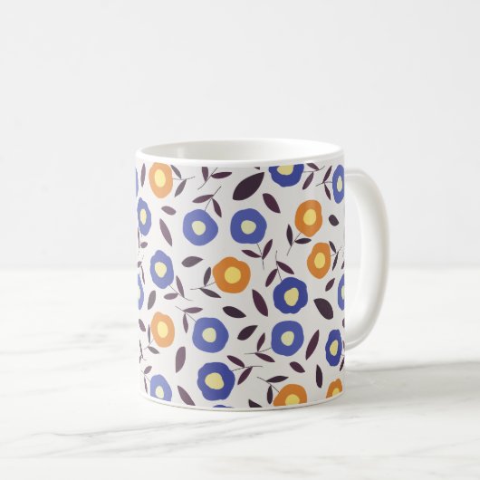  blauw en Oranje ventilatorpatroon Koffiemok (Voorkant rechts)