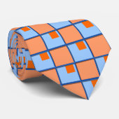 Blauw en Oranje vierkant Stropdas (Opgerold)