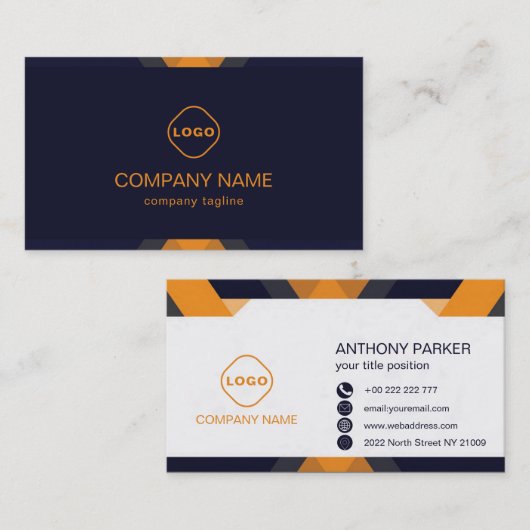 Blauw en Oranje Visitekaartje (Voorkant / Achterkant)