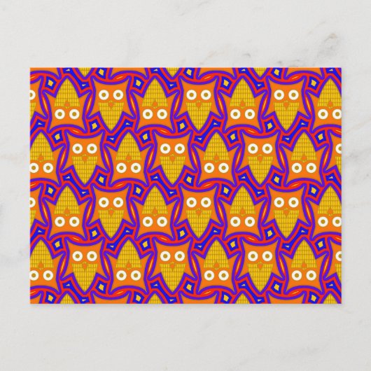 Blauw en Oranje vogelpatroon Briefkaart (Voorkant)