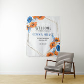 Blauw en Oranje Vrijgezellenfeest Welkom Wandkleed (In situ)