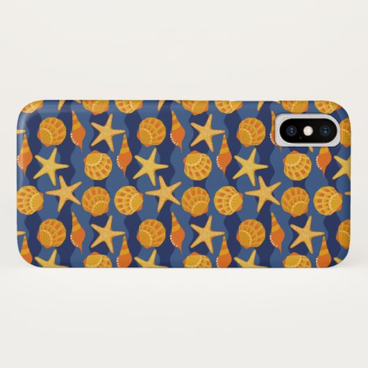 Blauw en Oranje zeeslakpatroon Case-Mate iPhone Case (Achterkant (horizontaal))
