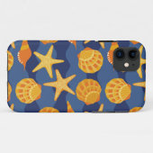 Blauw en Oranje zeeslakpatroon Case-Mate iPhone Case (Achterkant (horizontaal))
