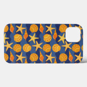 Blauw en Oranje zeeslakpatroon Case-Mate iPhone Case (Achterkant (horizontaal))