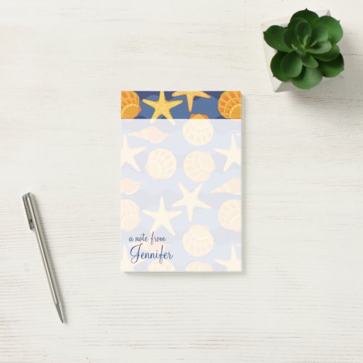 Blauw en Oranje zeeslakpatroon | Jouw namen toevoe Post-it® Notes (Kantoor)
