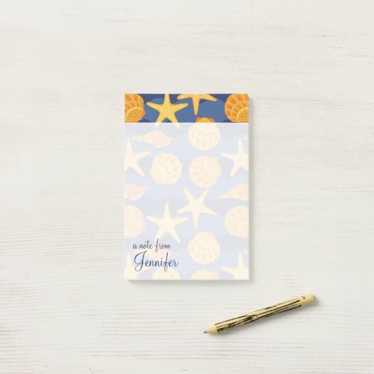 Blauw en Oranje zeeslakpatroon | Jouw namen toevoe Post-it® Notes (Op bureau)