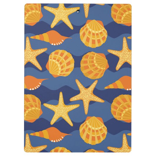 Blauw en Oranje zeeslakpatroon Klembord (Achterkant)