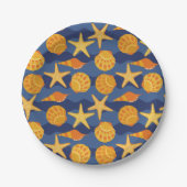 Blauw en Oranje zeeslakpatroon Papieren Bordje (Voorkant)