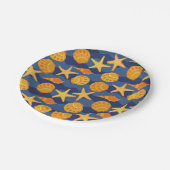 Blauw en Oranje zeeslakpatroon Papieren Bordje (Gekanteld)