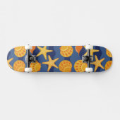 Blauw en Oranje zeeslakpatroon Skateboard (Horizontaal)