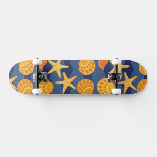 Blauw en Oranje zeeslakpatroon Skateboard (Horizontaal)