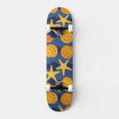 Blauw en Oranje zeeslakpatroon Skateboard (Voorkant)