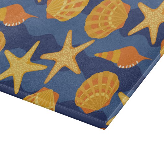 Blauw en Oranje zeeslakpatroon Snijplank (Hoek)