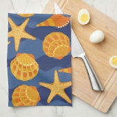 Blauw en Oranje zeeslakpatroon Theedoek (Quarter Fold)