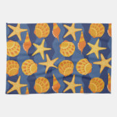 Blauw en Oranje zeeslakpatroon Theedoek (Horizontaal)