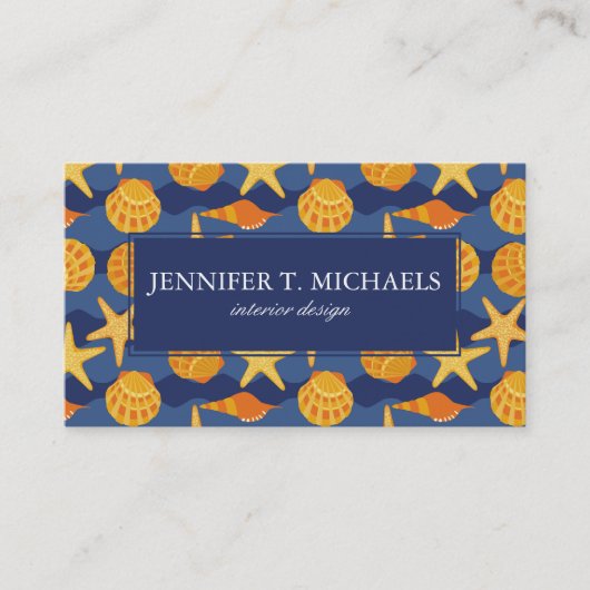Blauw en Oranje zeeslakpatroon Visitekaartje (Voorkant)