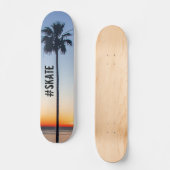 Blauw en Oranje zonnepalm Trees Silhouette Persoonlijk Skateboard (Voorkant)