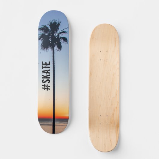 Blauw en Oranje zonnepalm Trees Silhouette Persoonlijk Skateboard (Voorkant)