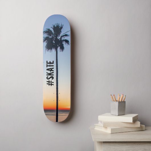 Blauw en Oranje zonnepalm Trees Silhouette Persoonlijk Skateboard (Muurkunst)