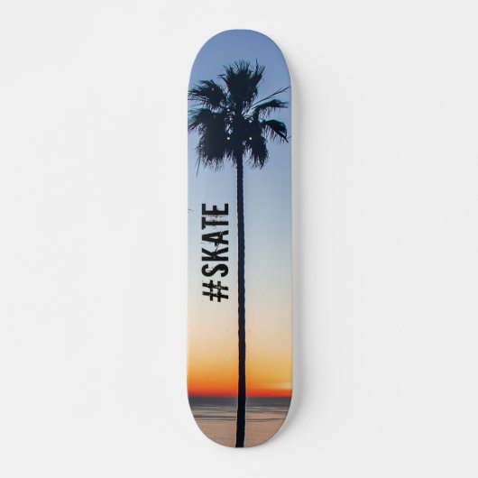 Blauw en Oranje zonnepalm Trees Silhouette Persoonlijk Skateboard (Voorkant)