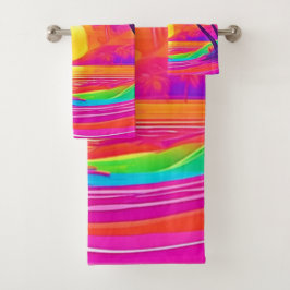 Blauw en oranje zonsondergang bad handdoek