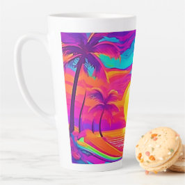 Blauw en oranje zonsondergang latte mok