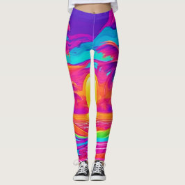 Blauw en oranje zonsondergang leggings