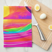 Blauw en oranje zonsondergang theedoek (Quarter Fold)