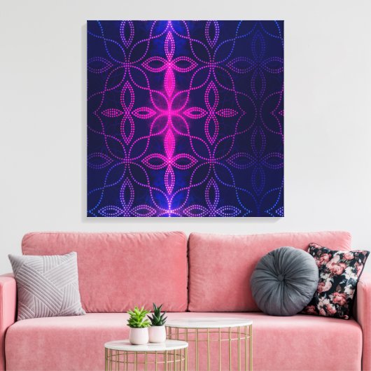 Blauw en paars abstract canvas afdruk (Insitu (Woonkamer))