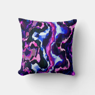 Blauw en Paars Abstract Kussen