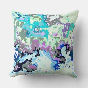 Blauw en Paars Abstract Kussen