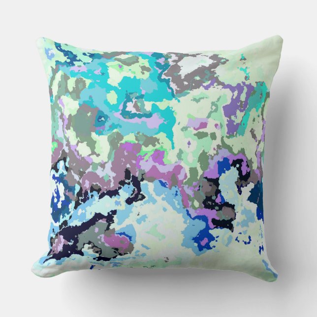 Blauw en Paars Abstract Kussen (Voorkant)