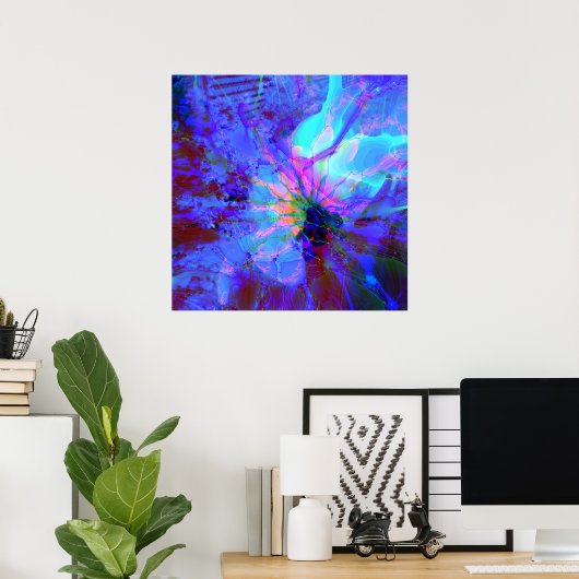 Blauw en Paars abstract ontwerp Poster (Thuiskantoor)