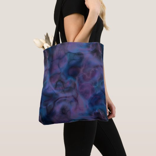 Blauw en Paars Abstract Tote Bag (Dichtbij)