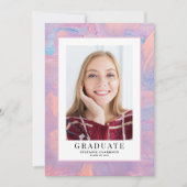 Blauw en Paars Acyrlic achtergrond Afstuderen Aankondiging (Voorkant)