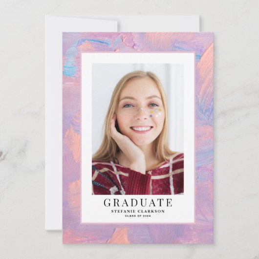 Blauw en Paars Acyrlic achtergrond Afstuderen Aankondiging (Voorkant)