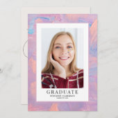 Blauw en Paars Acyrlic achtergrond Afstuderen Aankondiging (Voorkant / Achterkant)