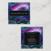 Blauw en Paars Agate Abstract Vierkante Visitekaartje (Voorkant / Achterkant)