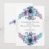 Blauw en Paars Aquarel Bloemstuk Bruidsmeisje Kaart (Voorkant / Achterkant)