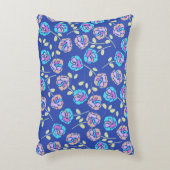Blauw en Paars Bloempatroon Accent Kussen (Voorkant(Verticaal))
