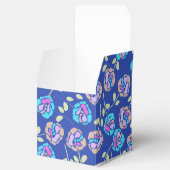Blauw en paars bloempatroon bedankdoosjes (Geopend)