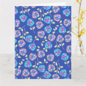 Blauw en paars bloempatroon kaart (Gele Bloem)