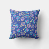 Blauw en Paars Bloempatroon Kussen (Achterkant)