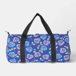 Blauw en paars bloempatroon plunjezak